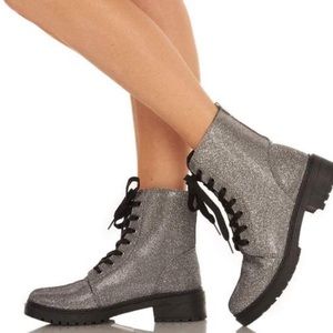 Rhinestone combat boots
